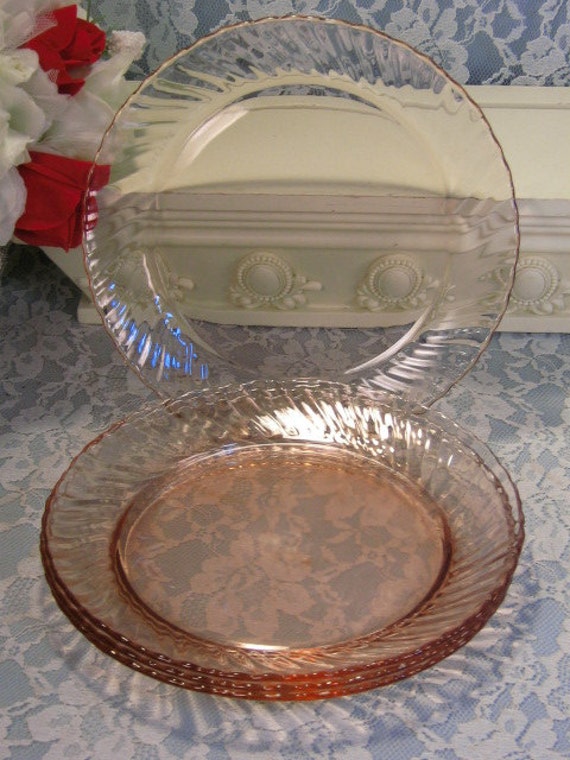 Vintage Arcoroc Rosaline France Pink Swirl Depression Glass