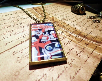 comic Harley Quinn Jester necklace jewelry comic image jewelry joker girlfriend villaness