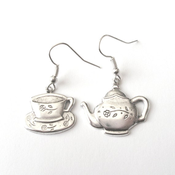 Teacup Earrings Teapot Earrings Mismatched Earrings Time
