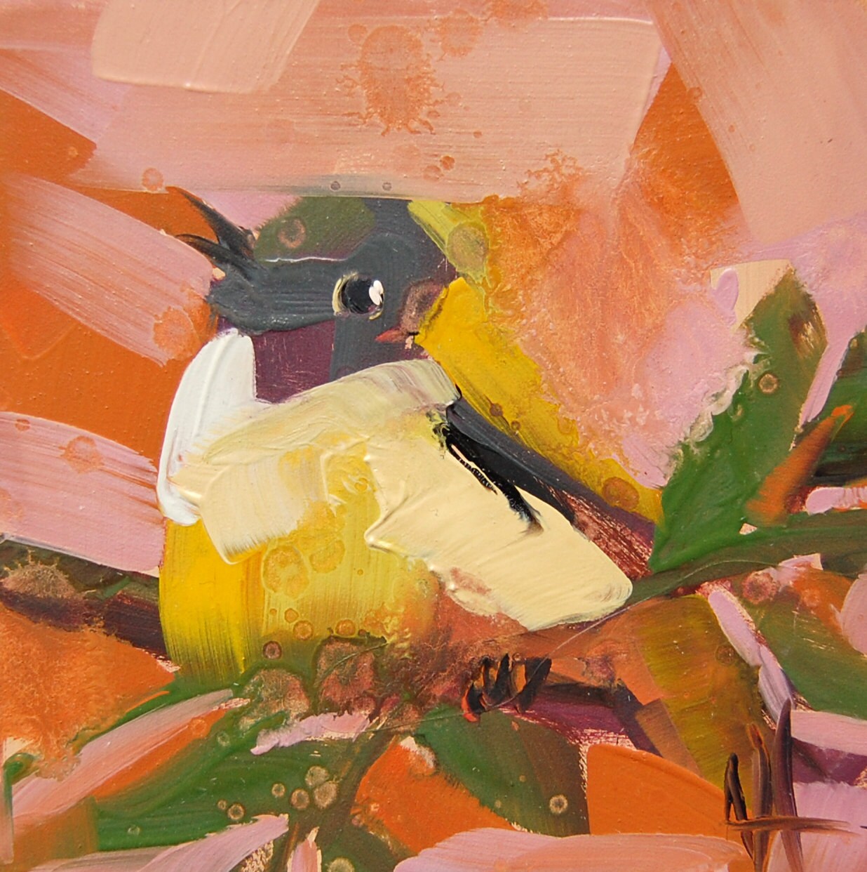 Warbler no. 52 original bird oil painting by Angela Moulton 5
