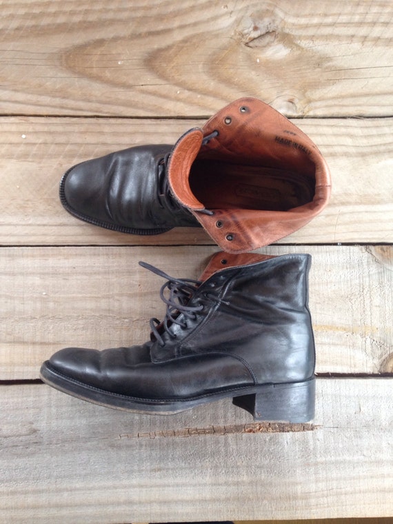 Vintage Coach Boots Ankle Boots Black Leather Shoes by webecharmed