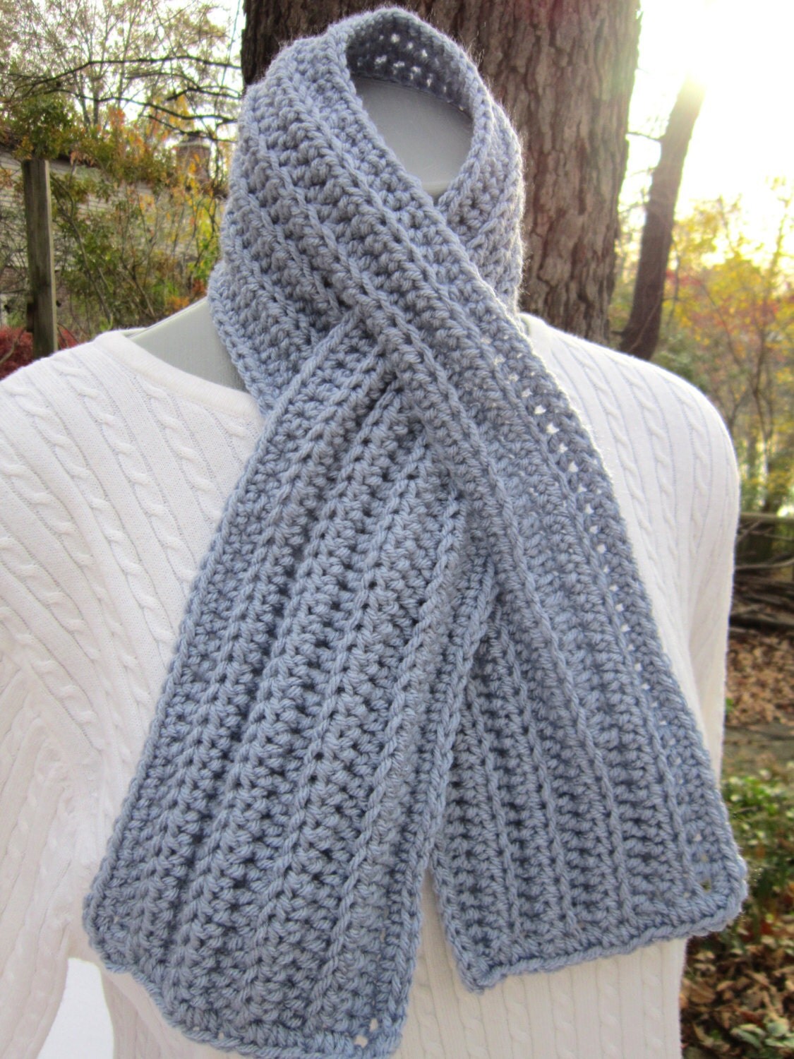 Crochet Ribbed Neckwarmer with Slit Blue by crochetedbycharlene