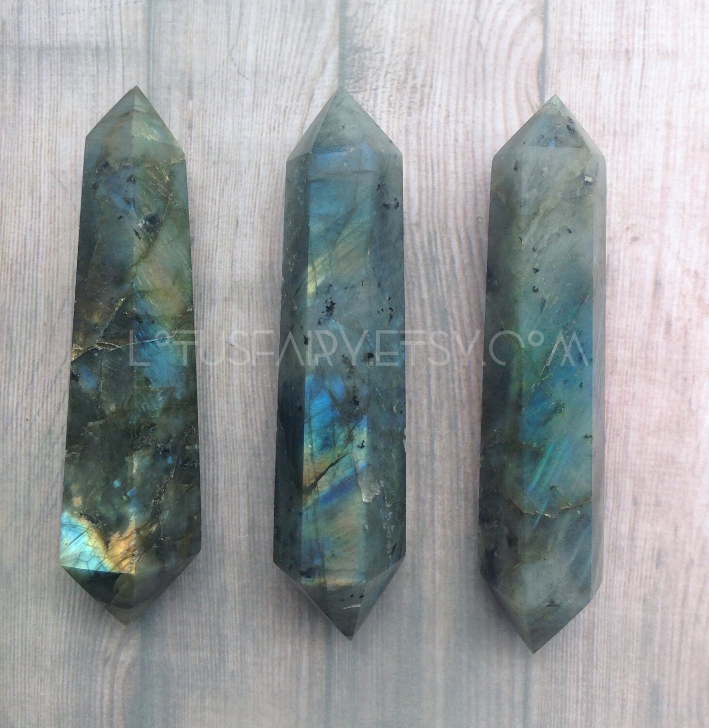 Labradorite Crystal Gemstone wand double terminated by lotusfairy