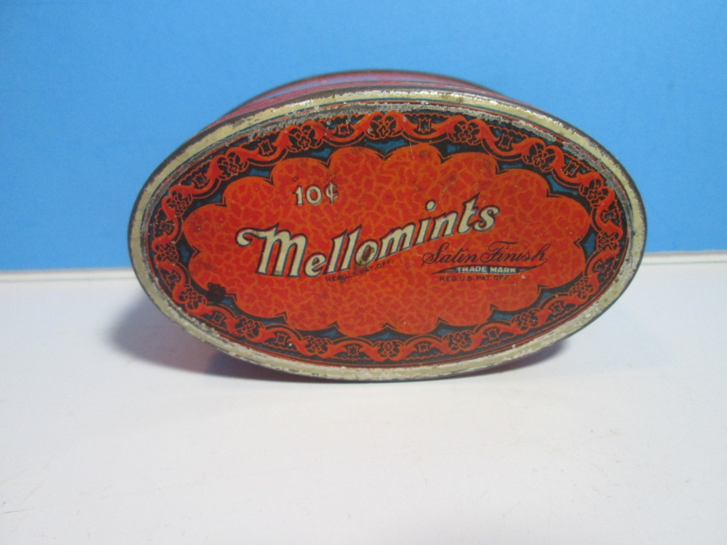 vintage 10 cent mellomints candy tin can with by maryscrochetnmore