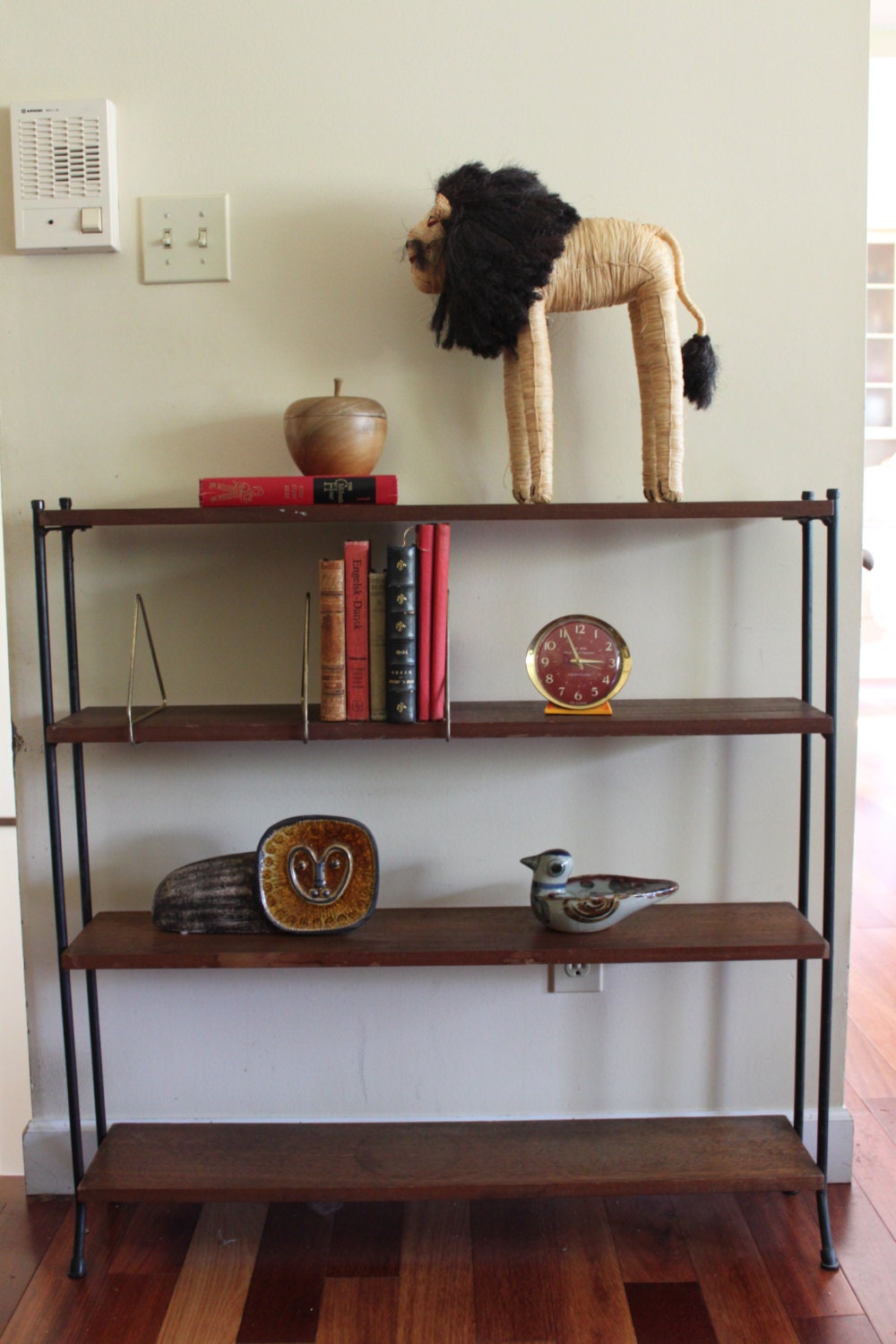 Danish Modern Self Standing Shelves, Book Shelves, Wood & Iron, 4 Tiers ...