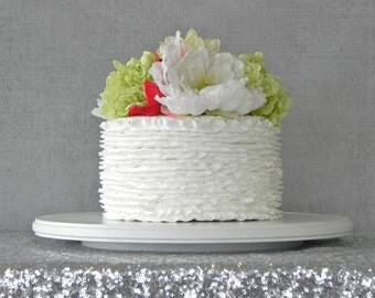 22" Cake Stand Cupcake Stand White Round Rustic Vintage Wedding Decor Grooms Cake E. Isabella Designs Featured In Martha Stewart Weddings
