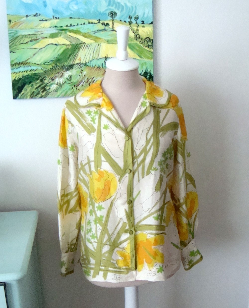 Vintage VERA Blouse Silk Floral Spring Fashion Womens Size