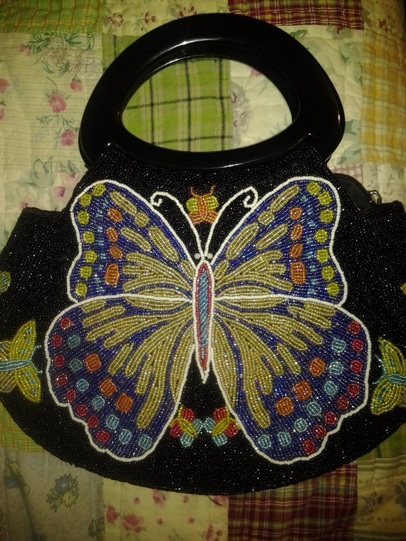 Heavy beaded butterfly handbag beadwork