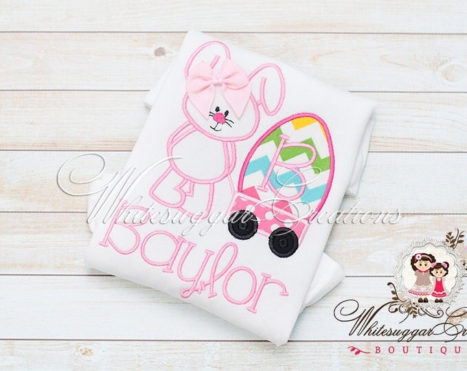 Whimsical Easter Bunny with Wagon Shirt, Custom Bunny Shirt, Bunny Shirt, Baby 1st Easter Outfit, Easter Shirt, Baby Easter Outfit