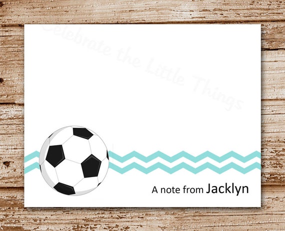 Set of 8 Soccer Cards - Note Cards - Notecards - Stationery - Thank You Cards - Sports, Soccer Ball, Team Cards - Blank Cards - Personalized Il_570xn