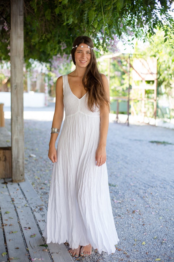 Long White Linen Dress Maxi Summer Dress Pure By Azulsol 