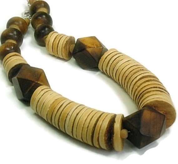 Chunky Wood Necklace Wood Jewelry Natural Wood Organic