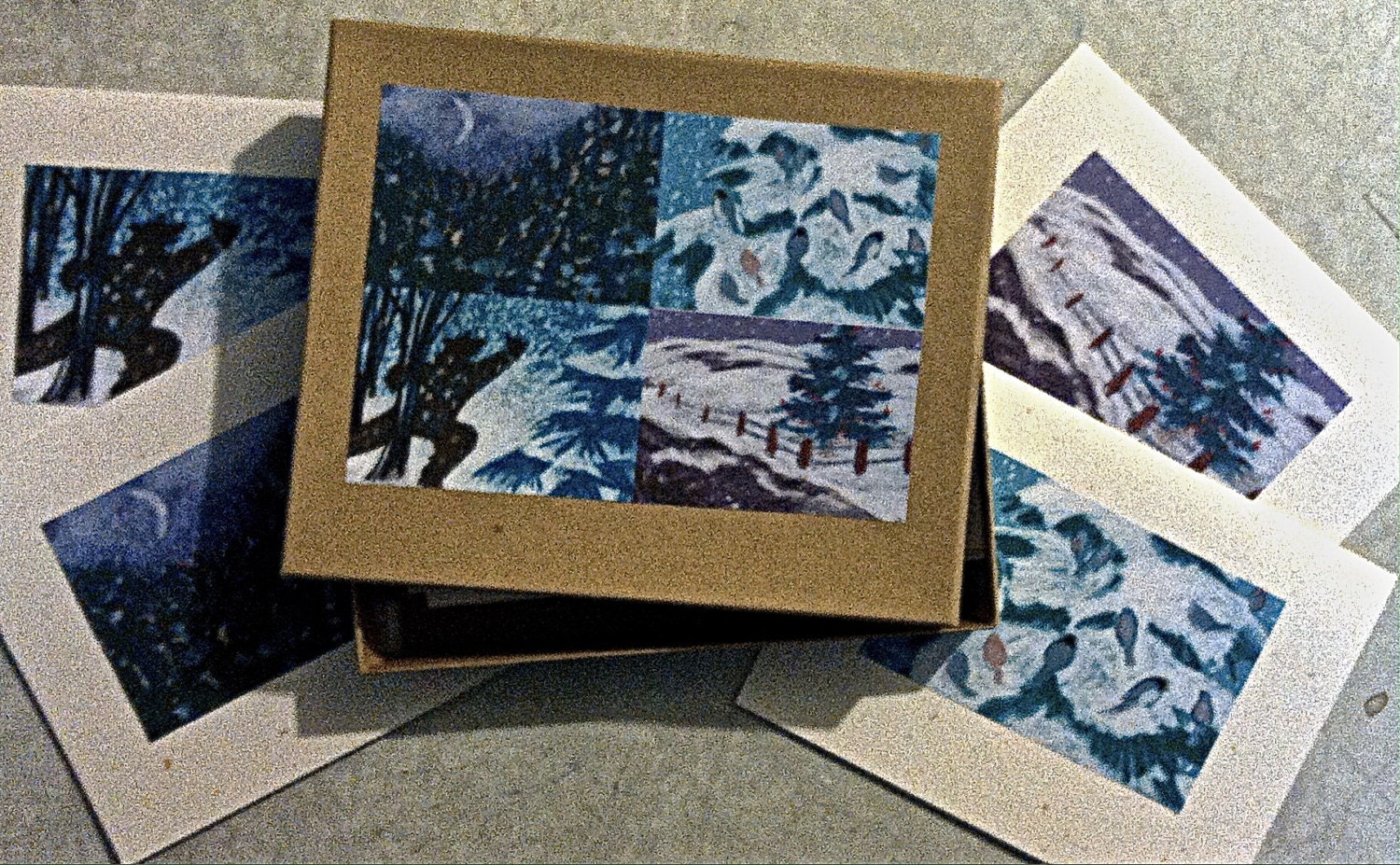Boxed set blank cards with art mounted on 80 kraft by juliannjones