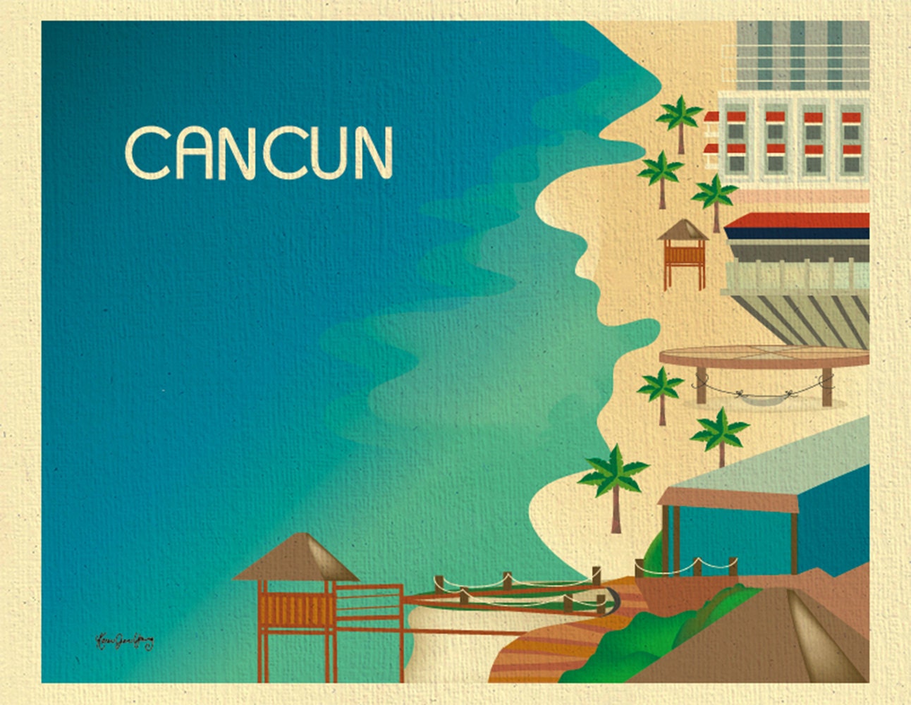 Cancun Art Mexico Skyline Print Riviera Maya Cancun Travel