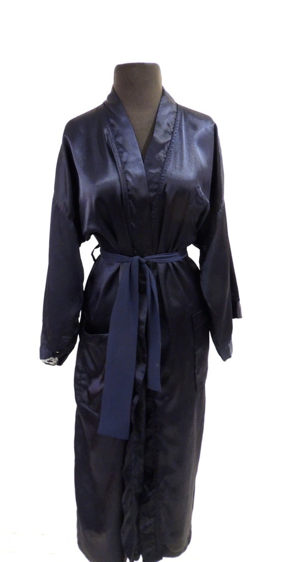 vintage Christian Dior silk robe 1970s-80s navy men's by mkmack