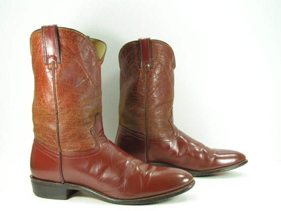 vintage cowboy boots mens 10.5 D brown roper style laredo