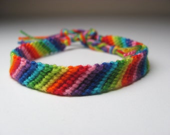Friendship bracelet rainbow colors candy stripe pattern