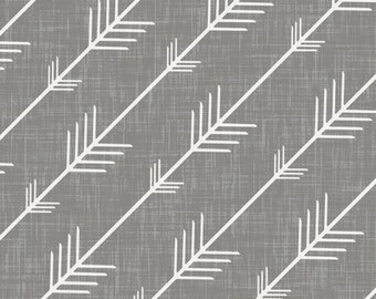 Custom fitted crib sheet in grey arrow