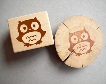 Owl Rubber Stamp - Forest Critter Woodland Animal Autumn