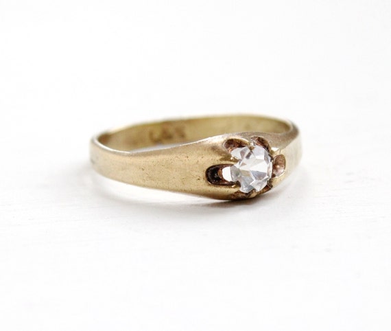 Sale- Vintage Clear Stone Brass Ring - Men's Size 10.5 Art Deco 1930s ...