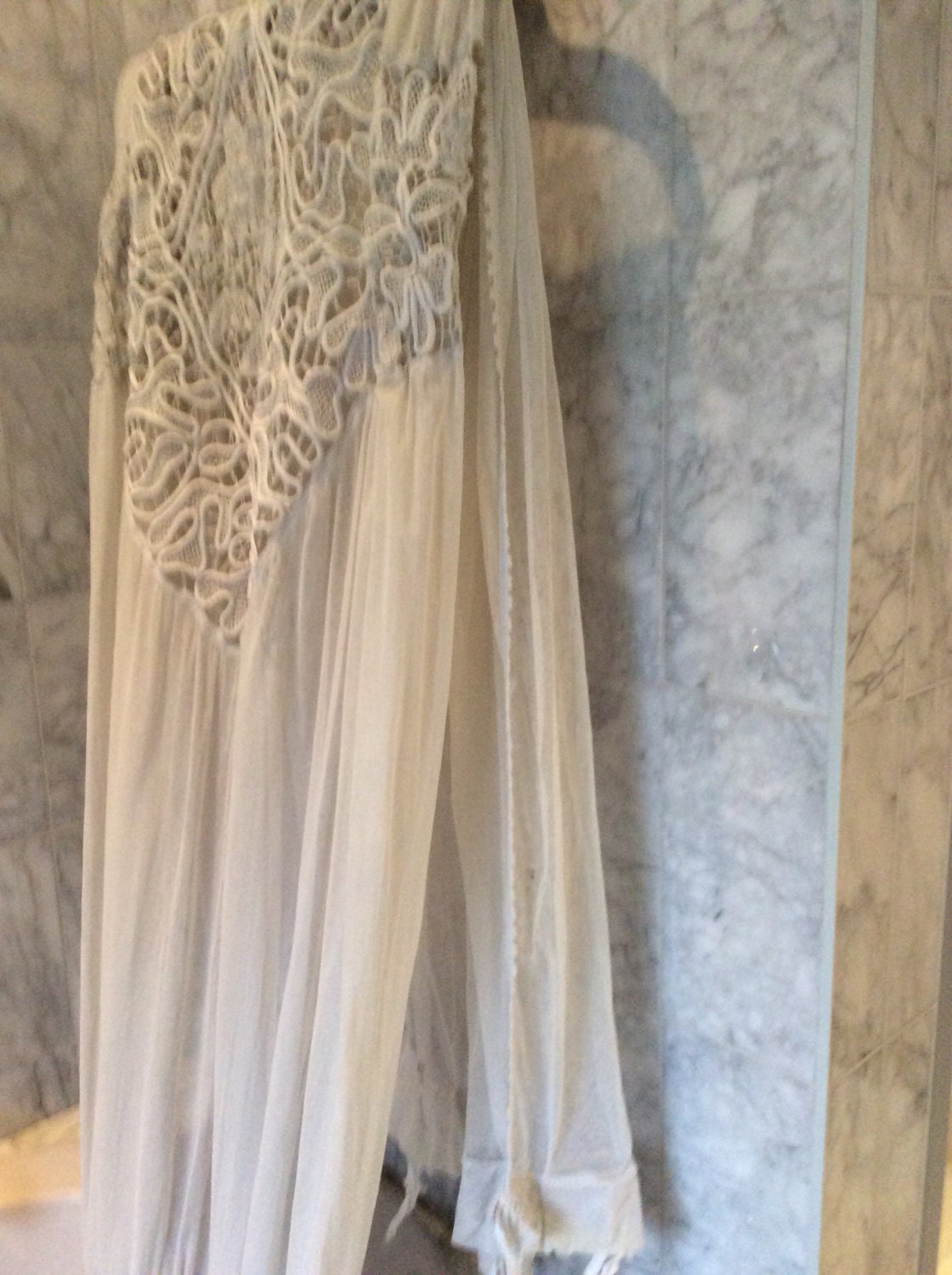 Antique French Lace Curtain Long and Beautiful by FrenchAntiques4u
