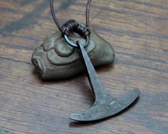 Large Ukonvasara Pendant, a hand forged Finnish hammer pendant made out of pure iron