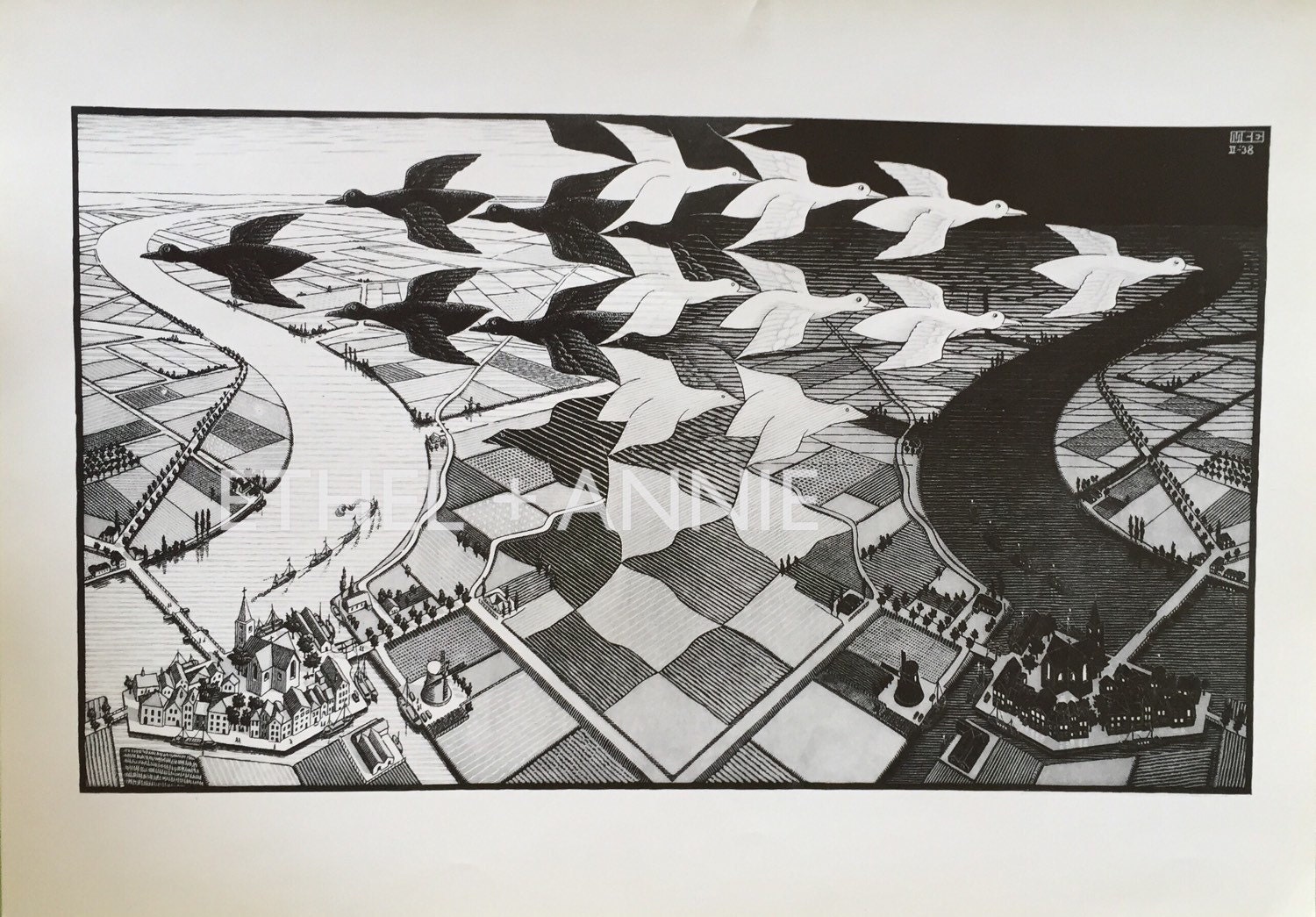 MC Escher Day and Night 1938
