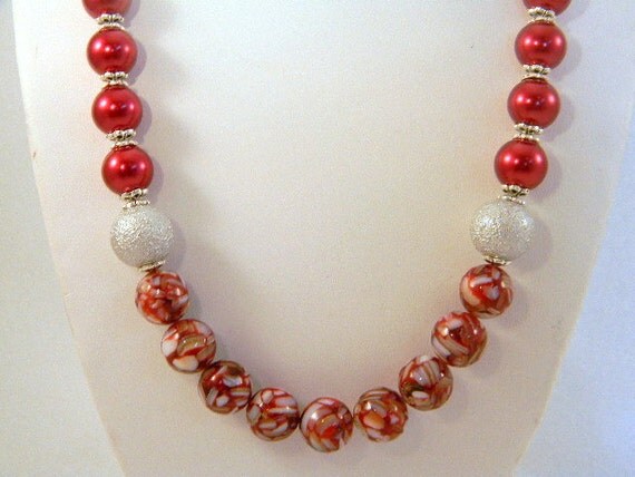 Red Pearl Necklace Pearl Necklace Mother of Pearl Necklace