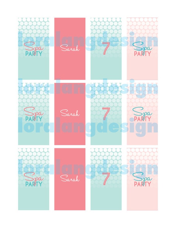 DIY Printable Spa Party Mini Candy Bar Wrappers Il_570xn