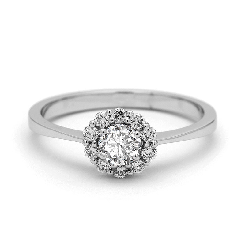 0.40ct Flower Halo Diamond Engagement Ring by JulietAndOliver