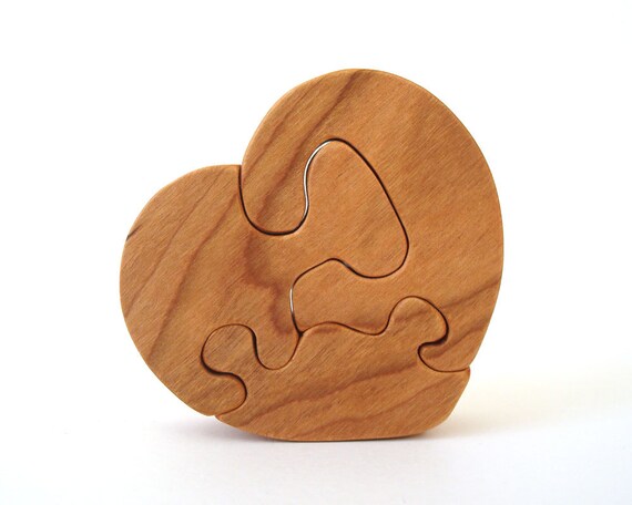 Small Wooden Heart Puzzle Toy Valentine's Day by OohLookItsARabbit