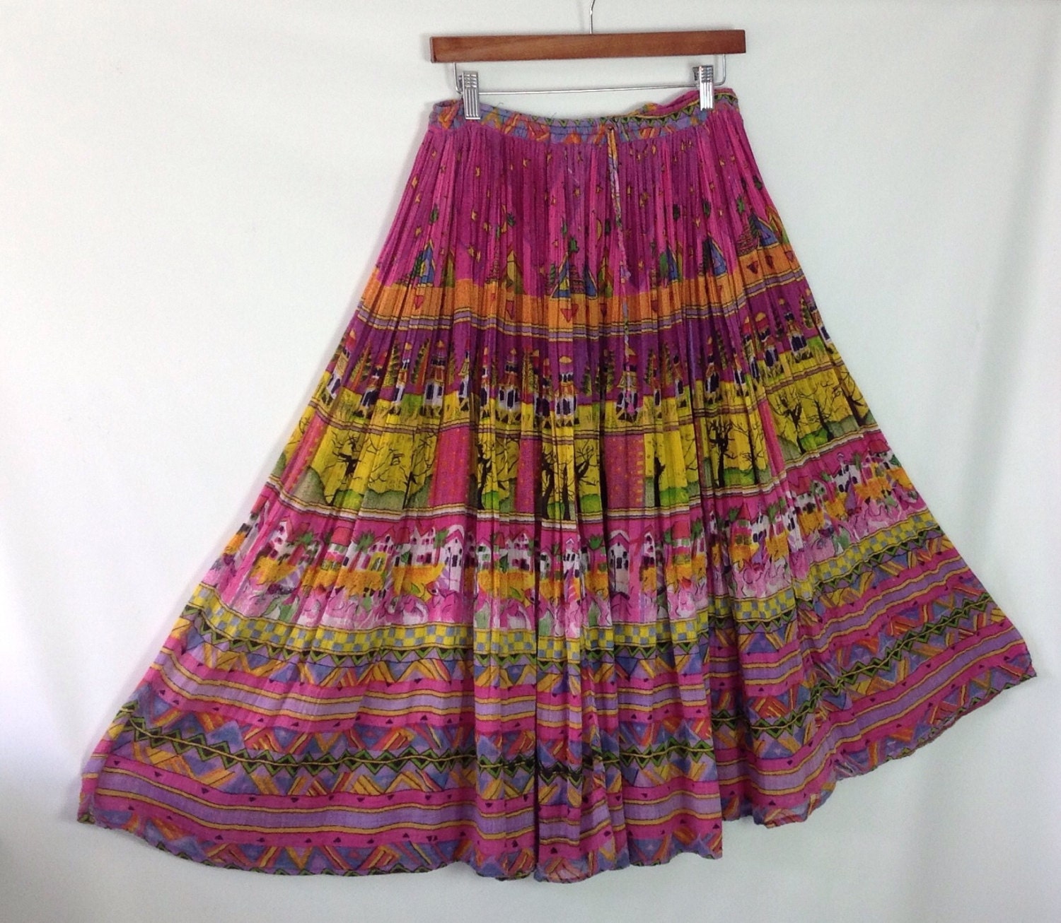 70s Hippie Skirt Vintage India Skirt Moon and Stars Skirt Boho