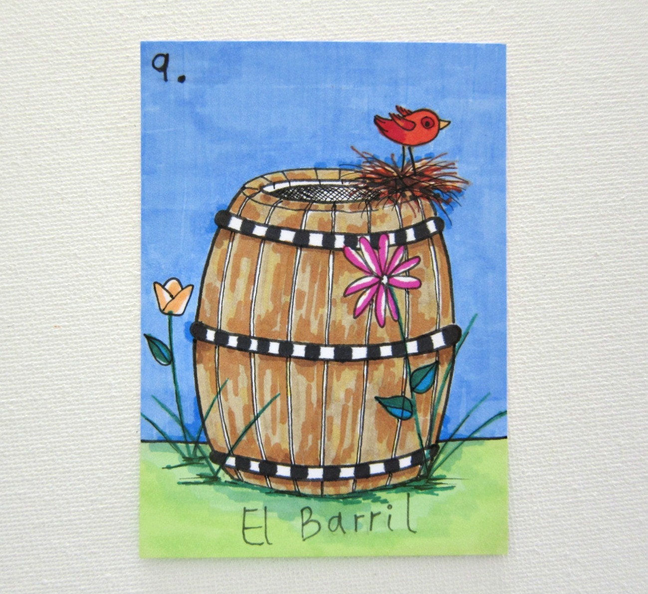 EL BARRIL The Barrel Loteria Art Original by TheArtisanBucket