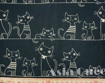 Cats on the rope - 1 yard - cotton linen - 2 colors - ,cat fabric ,Check out with code "5YEAR" to save 20% off