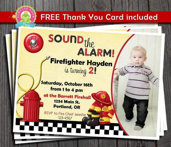 Firetruck Birthday Invitation / Firetruck Party Invite / Firetruck Invitation / Fireman Birthday Il_570xn