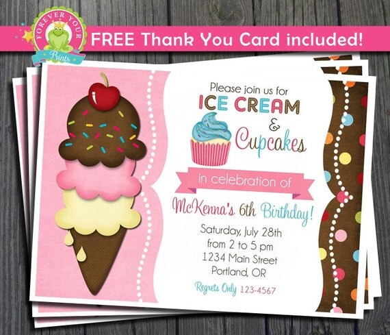 Ice Cream Invitation / Ice Cream Party Invite / Ice Cream Birthday / Ice Cream Shoppe / Ice Cream Party Il_570xn
