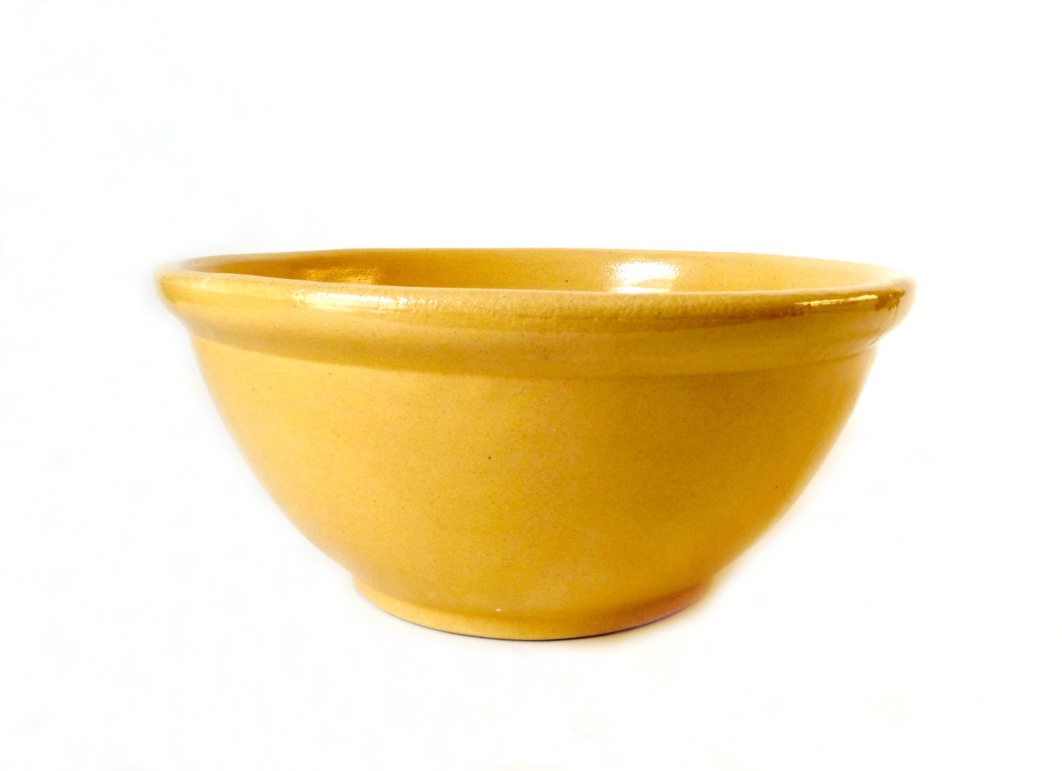 Extra Large Antique Yellow Ware Bowl 14.5 Diameter
