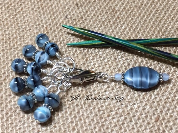 Knitting Stitch Markers & Beaded Holder Gift for Knitters