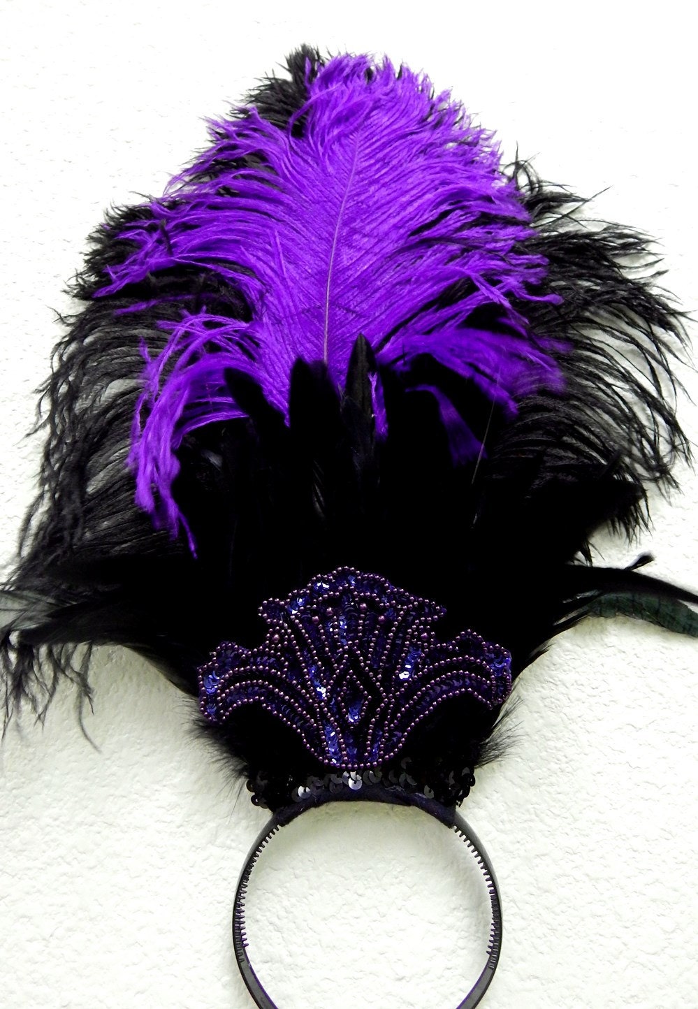 Egyptian Cabaret Headpiece Ostrich Feather/Beaded Headdress