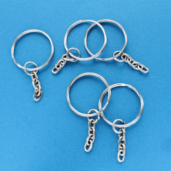 BULK 50 Key Chain Rings Silver 25mm 1 with Attached