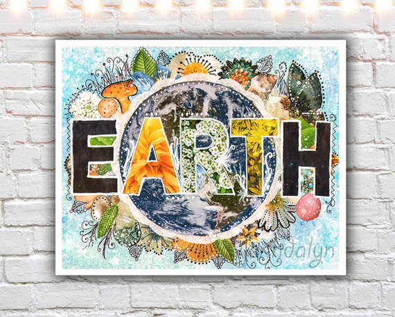 nature wall art earth art prints mixed media collage art