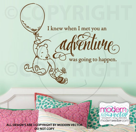 Winnie the Pooh Quote Vinyl Wall Decal Lettering Classic