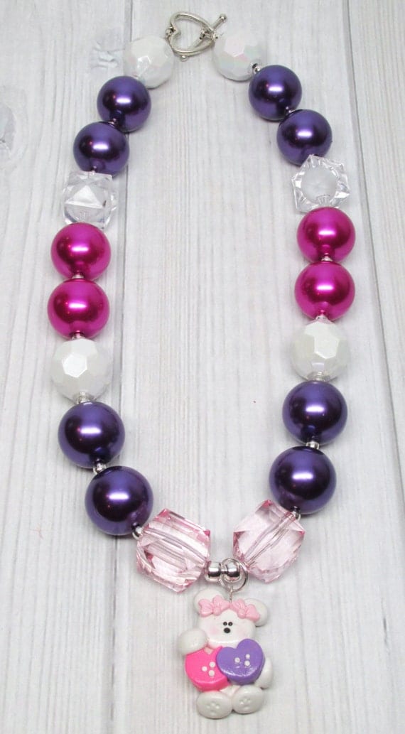 Items similar to Girls Chunky Necklace Valentine's Day Chunky Necklace ...