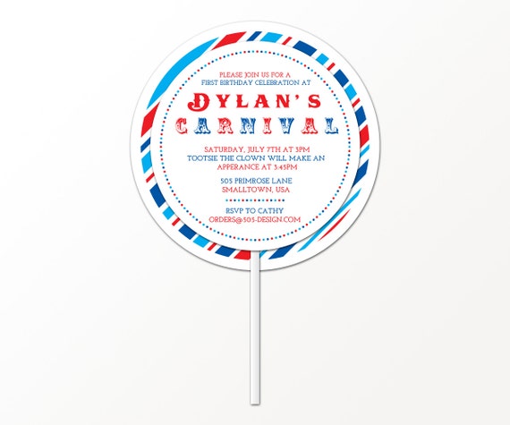 Boys Lollipop Invitation - PRINTED or DIGITAL Invitation by 505 Design, Inc Il_570xn