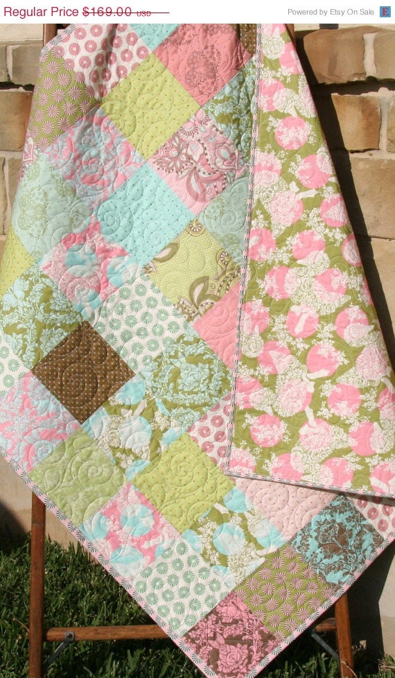 Shabby Chic Quilt Baby Girl Patchwork Blanket by SunnysideDesigns2