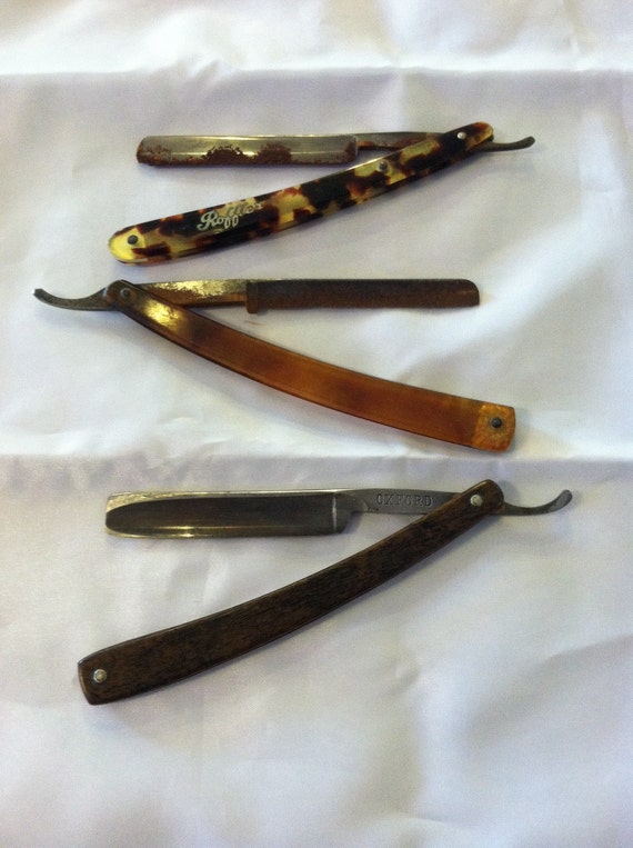Antique Straight Razors that need love by Littleboxesvintage