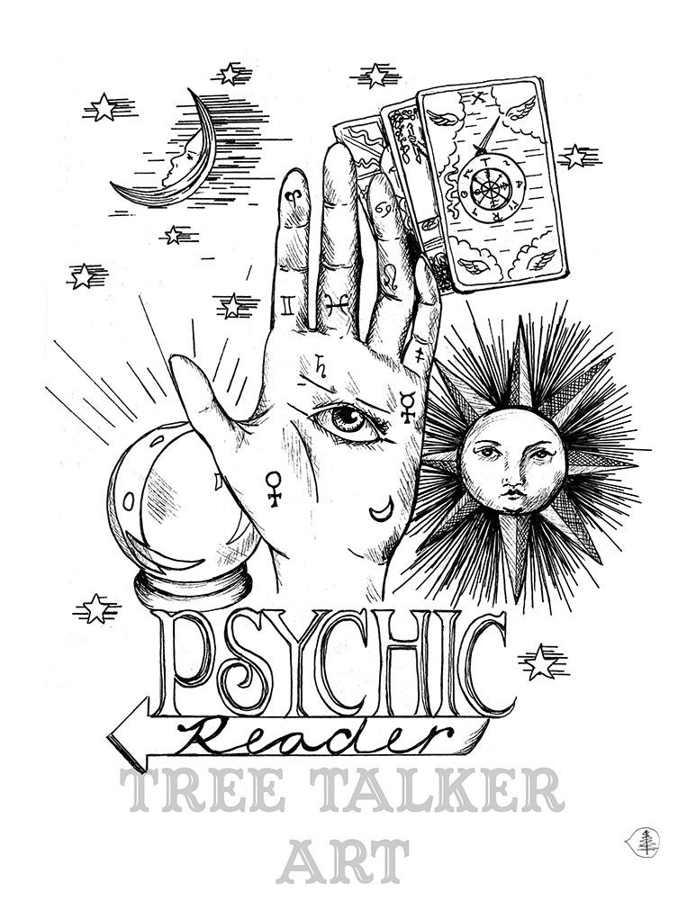 Psychic Reader Sign Vintage fortune teller poster tarot