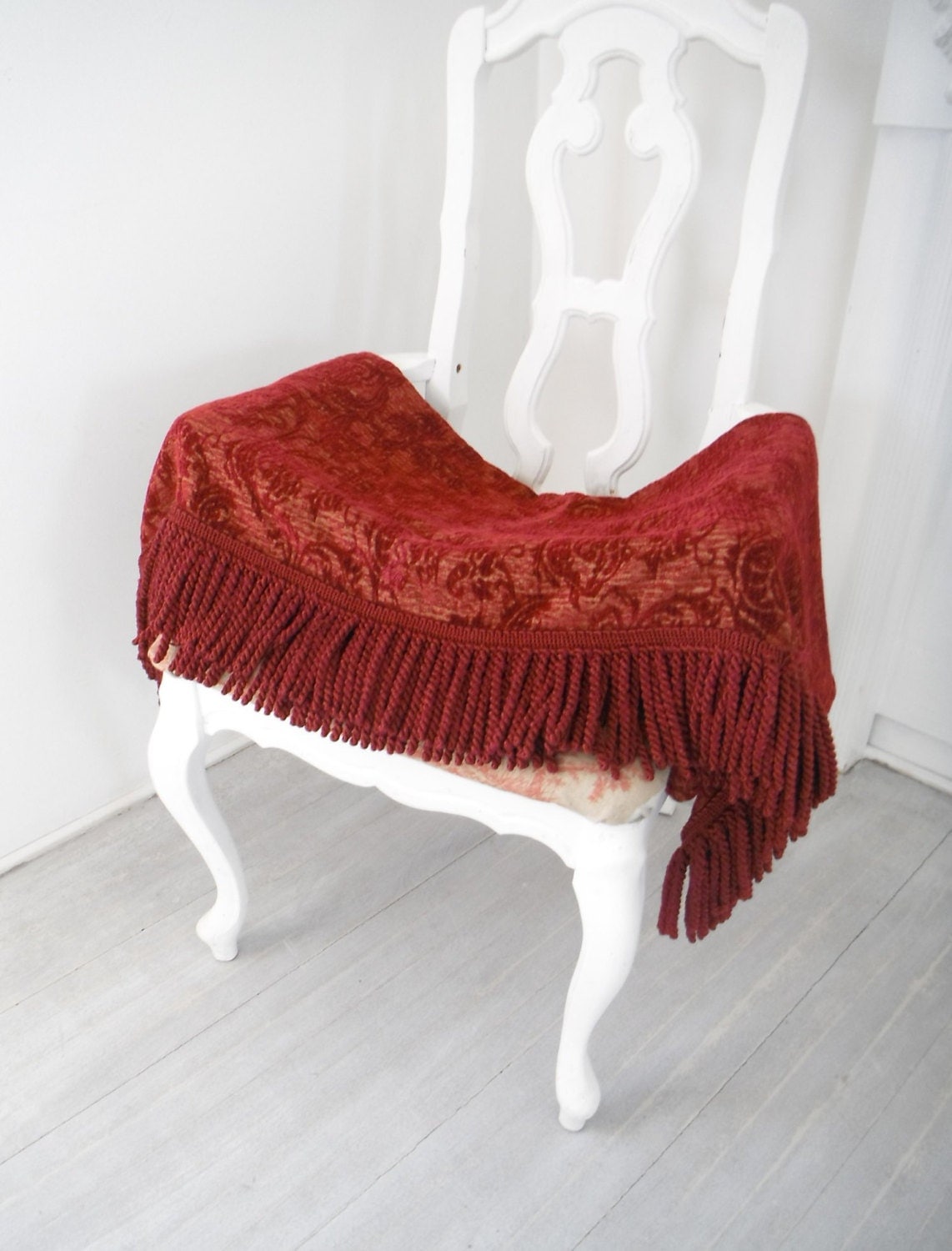 french country bed throw lap throw burgundy by ShabbyRoad on Etsy