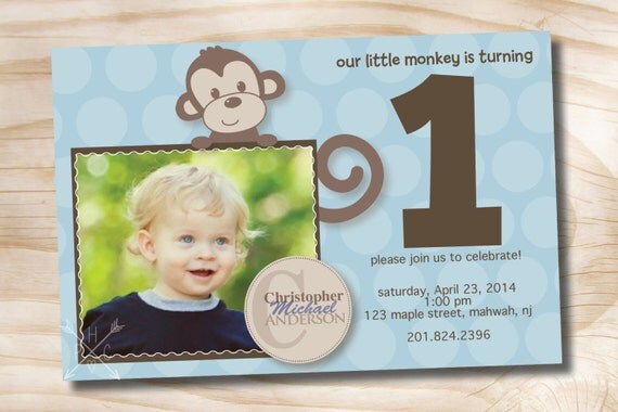 LITTLE MONKEY Birthday Party Event Printable Invitation Girl/BOY/Generic Il_570xn