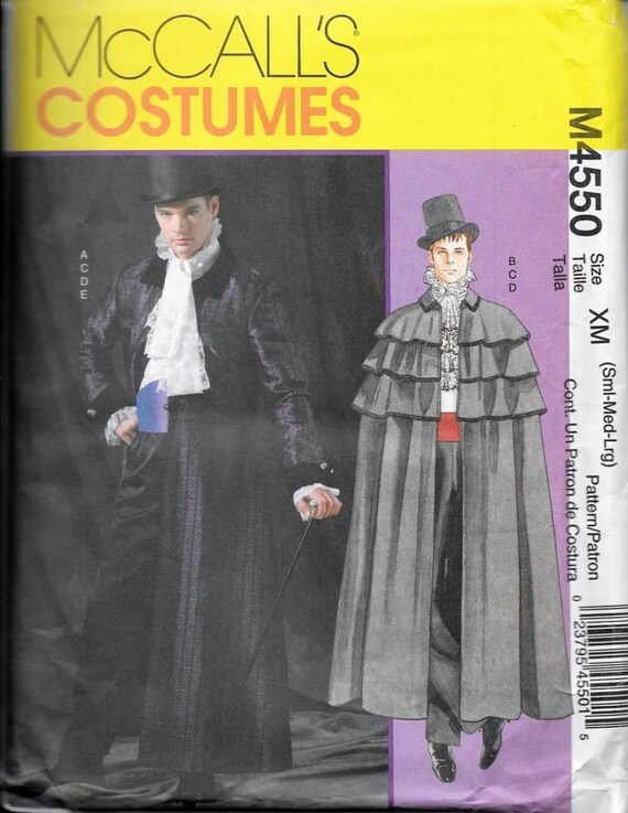 PATTERN McCalls Men's Opera Cape Victorian Coat Jabot S M
